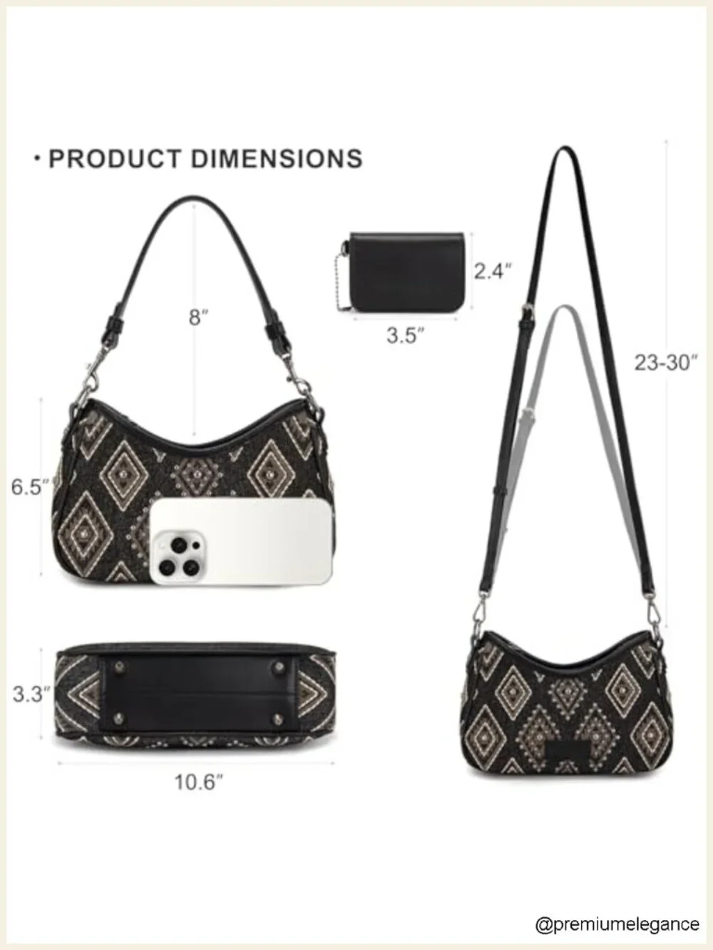 Denim Canvas Hobo Purse with Detachable Pouch and Dual Straps